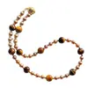 Collar con Cadena para Clavícula Estilo Maillard Otoño e Invierno Piedra Natural Ojo de Tigre Fino Perla Imitación Tahitiana Gypsophila