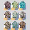 Camisa de Manga Corta Estilo Hong Kong Vintage Retro Pintura al Óleo para Hombre Tendencia Costera Camisa Floral Holgada para Pareja Guapa Chaqueta