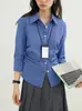 Blusa Feminina Elegante Estilo Preppy Retrô Ajustada na Cintura para Outono Casual Versátil