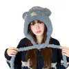 Gorro de Punto con Orejas de Oso Lindo Otoño Invierno Estilo Nuevo Circunferencia de Cabeza Grande Cálido Cortavientos Engrosado Para Adelgazar la Cara Protección de Orejas Gorro
