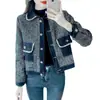 Jaqueta Jeans Pequena Curta de Veludo para Mulheres Inverno 2023 Novo Design de Estilo Nicho Top Feminino da Moda