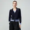 Suéter de Punto Elegante Estilo Chanel para Mujer, Bloques de Color, Nuevo Diseño Primavera Temprana 2026, Top Falso de Dos Piezas con Cuello de Solapa