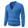 Comércio Exterior Transfronteiriço Outono e Inverno Novo Suéter Tricot Tendência para Jovens, Gola V Solto Grosso Casual Jaqueta Cardigã