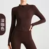 Primavera Otoño Europa América Transfronteriza Chaqueta Deportiva Manga Larga Running Ajustada Alta Elasticidad Fitness Yoga Ropa Top Fitness Chaqueta Mujer