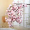 Ramas artificiales de flor de cerezo para boda, enredadera de flores falsas rosas, flores de plástico, árbol decorativo para techo de sala de estar, flores de seda