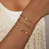 El Mejor Vendedor Transfronterizo de Amazon Moda Simple de Gama Alta Lujo Aleación Flor de Cuatro Hojas Cadena de Metal Tobillera Multicapa para Mujer