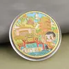 Monedas conmemorativas de ciudades, recuerdos turísticos, monedas coloridas en relieve con paisajes arquitectónicos de Beijing, Shanghái y Nanjing, monedas conmemorativas coleccionables