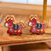 Accesorio DIY de Talla Antigua en Madera de Durazno para la Riqueza, Colgante de Cadena para Teléfono del Caballo del Zodiaco, Adorno Colgante para Bolso