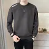 Sudadera para hombre, nuevo modelo de primavera y otoño, cuello redondo, corte holgado, engrosada, sin capucha, prenda para pullover, chaqueta de manga larga para hombre, versátil
