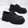 Zapatos de cuero para hombre 2025 American high street negro cabeza grande zapatos Derby para hombre tendencia retro suela gruesa zapatos de cuero una generación de cabello