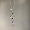 Colar com Pingente Chave Íris Escovado Retrô Francês, Design Feminino com Zircônia Incrustada, Corrente para Clavícula de Alto Padrão