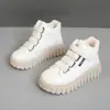 PersonalizadoYB9028 Nuevos Zapatos de Mujer Otoño/Invierno 2024 de Caña Alta de Felpa con Suela Gruesa de Algodón que Aumentan la Altura para Estudiantes