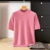 Nuevo suéter de punto de manga corta de color liso, cuello medio alto, de punto, para hombre, de otoño e invierno, estilo casual holgado, camisa base de talla grande
