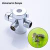 Baño Estilo Americano Desviador de Tres Vías Brazo de Ducha Superior Aspersor Divisor de Tres Vías Adaptador de Brazo de Extensión Cabezal de Ducha Cromado Soporte de Pared