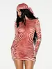 Vestido de malla transparente con estampado de tigre, superventas transfronterizo europeo y americano para mujer, corte ajustado, que realza la figura, vestido bodycon estilo chica playera sexy
