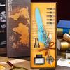 Pluma estilográfica dorada de estilo retro, pluma estilográfica británica de estilo europeo, caja de regalo, pluma estilográfica de negocios, caja de regalo para temporada escolar, traje