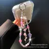 Cadena para Teléfono Móvil de Flor de Rosa con Perlas, Circonita, Moño, Correa de Muñeca para Teléfono, Colgante de Borla para Bolso, Cadena Colgante de Perlas de Cristal