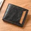 Nova Carteira Masculina Retro Curta Aberta 2025 com 70% de Desconto Carteira de Moedas Porta-Cartões com Múltiplos Slots Carteira com Padrão Costurado
