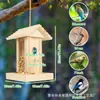 Nido de Pájaro para Exteriores Decoración de Patio de Madera Colgante Comedero para Loros Forma de Casa Pequeña Caja de Cría de Pájaros Casa para Pájaros