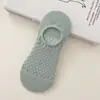 Calcetines estilo Tiktok para mujer, verano, finos, tobilleros, boca baja, malla invisible, transpirables, talón antideslizante, color liso, algodón, calcetines de aire acondicionado
