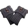 Meias de lã tricotadas quentes para os pés femininas europeias e americanas novas de outono e inverno curtas com losangos de cano dobrado com 2 botões botas da moda