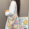 Bolsa de lona com estampa de leopardo azul, grande capacidade, pequena bolsa de ombro floral, estilo japonês e coreano, estilo pastoral, deslocamento diário