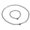 Botón de presión de acero inoxidable Collar Pulsera Cadena para suéter de perlas que no se decoloran Cadena de nácar redonda blanca australiana de alto brillo