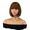 Venta Caliente Transfronteriza Peluca Europea y Americana Bobo Cabeza Cabello Corto con Flequillo Recto Peluca de Cabello Corto Liso Gorro