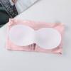 Sujetador Bandeau sin Costuras de una Sola Pieza Anti-Exposición sin Aros, Sujetador Tipo Tubo Helado sin Costuras con Botones de una Línea para Mujer