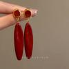 Vintage Ankora Red Long Water Drop Brincos Hong Kong Estilo Exquisite Light Luxo Nicho High-end Geométrico Brincos Femininos Brincos