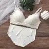 Conjunto de Lencería de Encaje Transpirable de Verano con Lazo Sin Aros Sexy Push-Up Relleno Conjunto de Sujetador