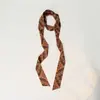 Cinto Cachecol de Seda com Estampa de Castanha Estilo Literário para Mulheres 200cm Fino e Longo Lenço de Cabeça Fita Retro de Alta Qualidade