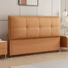 Encosto Macio Acolchoado de Cabeceira, Vendido Separadamente, Feito de Madeira Maciça e Couro Genuíno, Nova Cabeceira Ultrafina, Painel Traseiro Personalizado Integrado de Chão, Luxo Leve