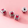 999 Plata Pura 3D Plata Dura Pegamento Corazón Cubo Cuentas 8mm Cuentas Espaciadoras Pulsera Cuentas Sueltas DIY Hecho a Mano Accesorios de Cuerda T0653