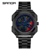 Reloj de Moda OFNS Esqueleto de Coche Rotación 360 grados Reloj para Hombre Tendencia Más Vendido Versátil para Estudiantes Reloj de Cuarzo