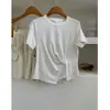 Nueva Camiseta Corta 2026 con Nudo y Abertura en la Cintura para Mujer, Nuevo Estilo de Verano, Adelgazante, Hombro Normal, Manga Corta, Top Creativo y Moderno