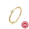 Prata de Lei S925 Anel Clássico Simples Abertura Quatro Garras Zircônia Versátil Anel Estilo Coreano Design de Nicho Anel para Mulheres