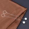 Otoño e invierno Nuevo coreano Dongdaemun aguja de plata de ley línea de oreja geométrica aretes largos de perla de plata de ley joyería al por mayor