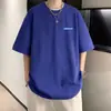 Camiseta de Manga Corta para Hombre Marca de Moda Tendencia Versátil Estilo Ins Holgada Verano Nuevo Estilo Hong Kong Top Holgado Camiseta Juvenil