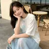 Camiseta Blanca de Manga Corta con Estampado de Margaritas para Mujer, Estilo Holgado y Relajado, Diseño Único, Hermosa Prenda Blanca de Algodón Puro