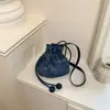Bolsa Saco com Cordão Nova Primavera Elegante Bolsa Pequena de Mão Plissada Moda Bolsa de Ombro Único Bolsa Transversal Bolsa Feminina