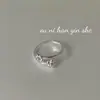 Anillo de Flor de Plata de Ley S925 Ouni Han Anillo para Mujer Diseño de Nicho Dos Pequeños Capullos de Flor Anillo Abierto de Gama Alta