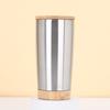 Copo para Carro 20oz Transfronteiriço com Tampa de Bambu e Fundo de Bambu, Isolamento a Vácuo em Aço Inoxidável, Camada Dupla, Copo para Sorvete, Portátil para Exterior