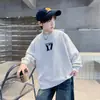 Tamanhos Médio e Grande para Meninos 2026 Novo Tendência Legal Moletom com Capuz Manga Longa Gola Redonda Bordado Estampado Outono Casual Bonito Fashion