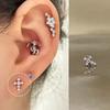 Exquisitos pendientes compactos con forma de cruz de circón, con forma de hueso de oreja, para mujer, con personalidad sencilla, a la moda y temperamento que combinan con todo.