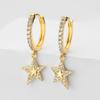 RAKOL - Pendientes de estrella de metal con hebilla para mujer, estilo retro europeo y americano, conjunto completo de pendientes de circonita ligeros de lujo a la moda, venta al por mayor
