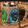 Taza de Resina y Acero Inoxidable Castillo Calavera Pirata Resistente a Alta Temperatura Decoración de Doble Capa Portaplumas Decoración