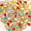 Plato Floral de Doble Capa con Forma de Gota de Agua Puntiaguda con Borde de Pedrería, Joyería Hecha a Mano para Bricolaje, Accesorios para el Cabello, Materiales y Accesorios para Ropa Cosidos a Mano