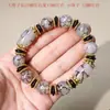 Pulseira de Ágata Dzi com Nove Olhos Estilo Xizang Vintage, Pulseira de Contas Tubulares de Ágata Velha com Três Olhos, Pulseira de Suástica com Três Olhos