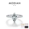 Anillo Modian de Moissanita de 1 Quilate para Mujer Plata de Ley S925 Lujo Ligero Deslumbrante y Elegante Anillo Marqués